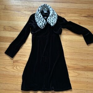 Velvet Dress & Jacket with Ermine-Look Collar 6/6X